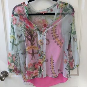 Ted Baker floral button-down blouse